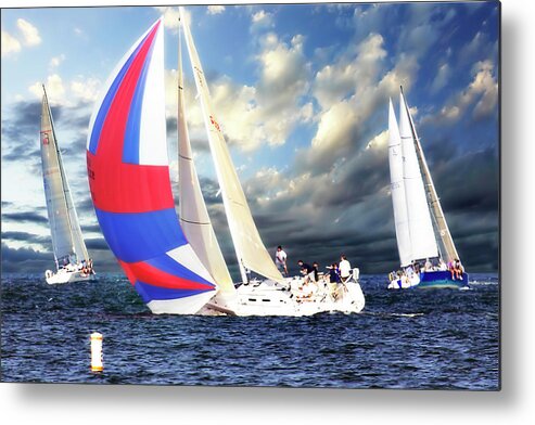 Photo Metal Print featuring the photograph Sailing at Sunset - 2 by Alan Hausenflock