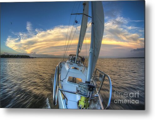 Sailing Yacht And Tropical Storm Ana Outflow Metal Print featuring the photograph Sailing Yacht and Tropical Storm Ana Outflow by Dustin K Ryan