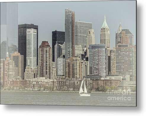 City Metal Print featuring the photograph Sails on the Hudson by Debra Fedchin