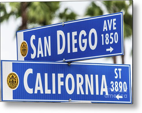 California St Metal Print featuring the photograph San Diego and California Street Sign by David Levin
