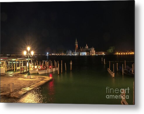 San Giorgio Maggiori At Night By Marina Usmanskaya Metal Print featuring the photograph San Giorgio Maggiori at night by Marina Usmanskaya