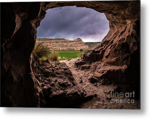 Moab Metal Print featuring the photograph Sandstone Cave in Stormy Weather - Moab - Utah by Gary Whitton