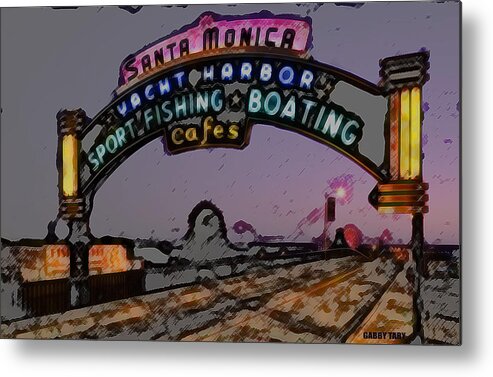 Santa Monica Pier Metal Print featuring the digital art Santa Monica Pier by Gabby Tary