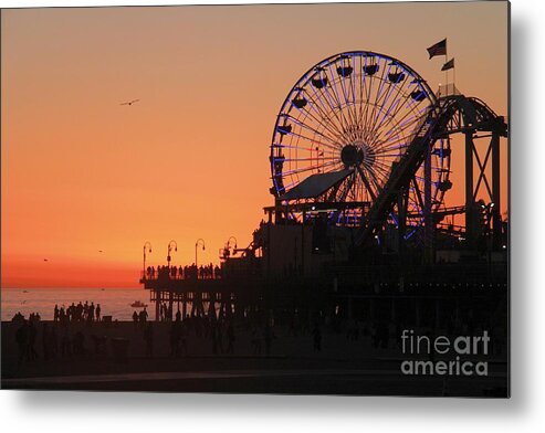 California Metal Print featuring the photograph Santa Monica Sunset by Suzanne Oesterling