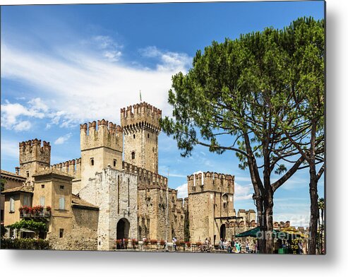 Europe Metal Print featuring the photograph Scaligero castle at the entrence of the Sirmione medieval town by Didier Marti
