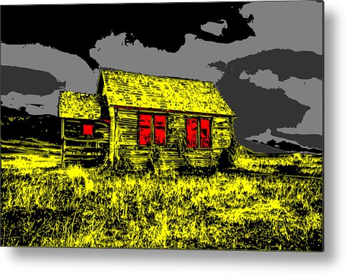 Scary Metal Print featuring the digital art Scary Farmhouse by Piotr Dulski