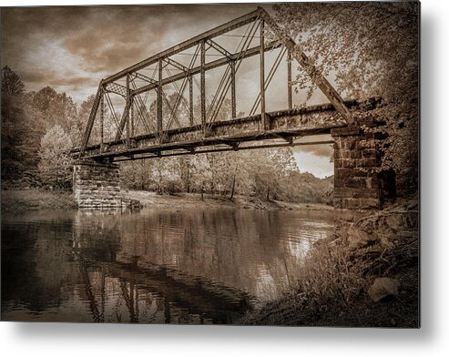 Appalachia Metal Print featuring the photograph Scenic Trestle in the Smoky Mountains in Antique Sepia Tones by Debra and Dave Vanderlaan