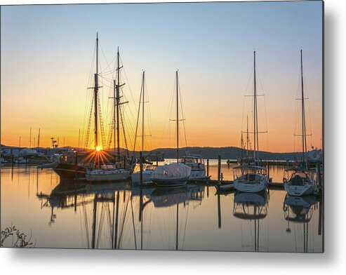 Dawn Metal Print featuring the photograph Schooners Sunburst by Angelo Marcialis