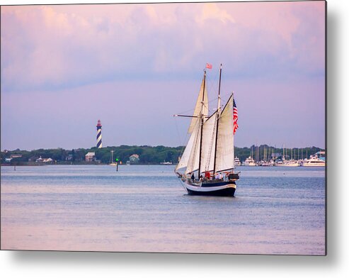 America Metal Print featuring the photograph Scooner Freedom Near St. Augustine Lighthouse by Rob Sellers