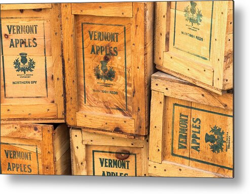 Scott Farm Vermont Metal Print featuring the photograph Scott Farm Apple Boxes by Tom Singleton