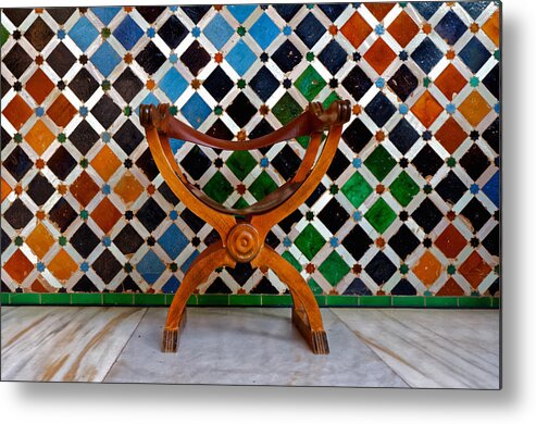 Chair Metal Print featuring the photograph Seating at the Alhambra by Adam Rainoff
