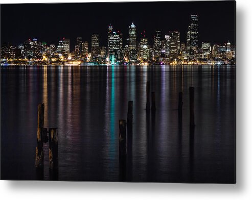 Cityscape Metal Print featuring the photograph Seattle at Night by Ed Clark