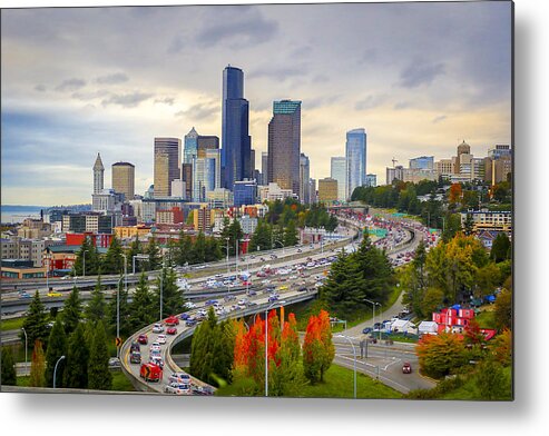Seattle Metal Print featuring the photograph Seattle Skyline by The Flying Photographer