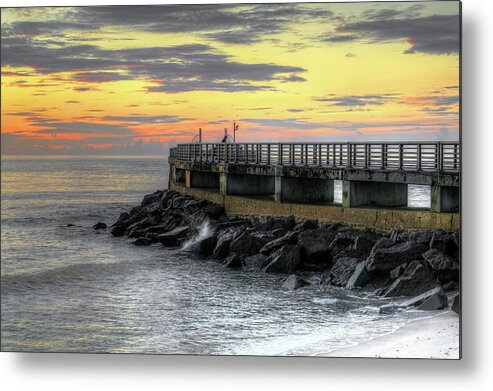 Sebastian Inlet Metal Print featuring the photograph Sebastian Inlet Pier I by Carol Montoya