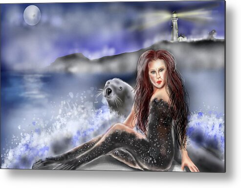 My Take On The Kelpies Of Scottish Legend Metal Print featuring the painting Selkie by Rob Hartman