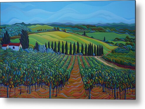 Sunny Metal Print featuring the painting SenTrees of the Grapes by Amy Ferrari