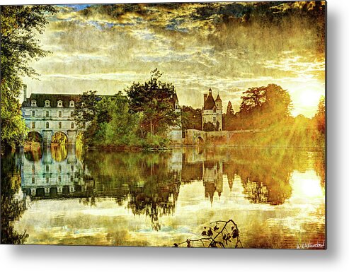 Chenonceau Metal Print featuring the photograph September sunset in Chenonceau - vintage version by Weston Westmoreland