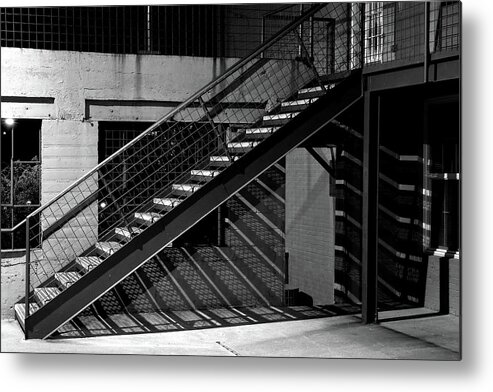 Shadows Metal Print featuring the photograph Shadow of Stairs in Mono by Christopher McKenzie