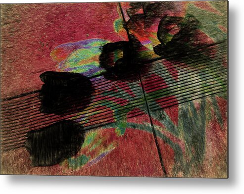Black Metal Print featuring the photograph Shadows of Tulips by Sheryl Karas
