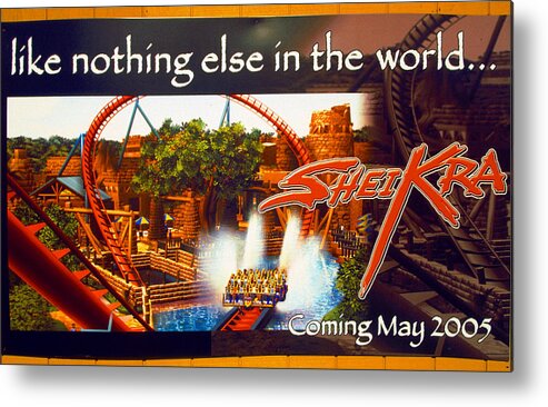Sheikra Roller-coaster Metal Print featuring the photograph Sheikra poster add one by David Lee Thompson