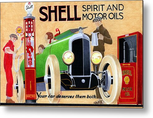 Automobile Metal Print featuring the mixed media Shell Spirit by Lyle Brown