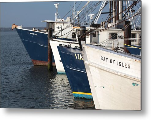 Fishing Boats Metal Print featuring the photograph Shinnecock Fleet by Steve Gravano