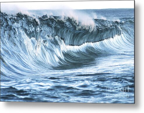 Aqua Metal Print featuring the photograph Shiny Wave by Vince Cavataio - Printscapes