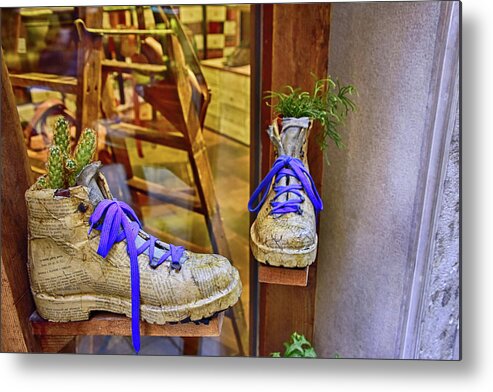 Shoes Metal Print featuring the photograph Shoe Vases by Roberta Kayne
