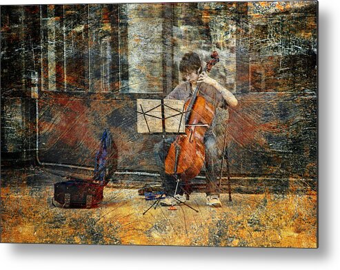 Art Metal Print featuring the photograph Sidewalk Cellist by Randall Nyhof