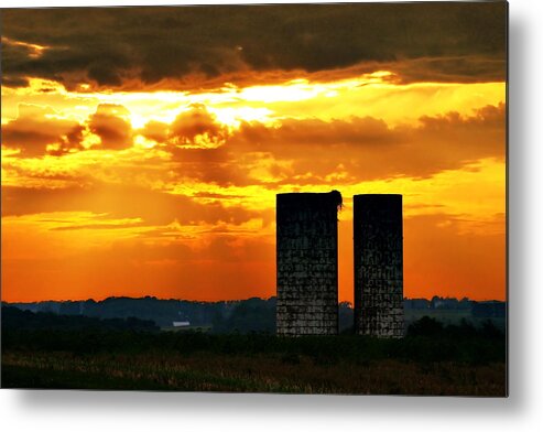 Landscape Metal Print featuring the photograph Silos at Sunset by Michelle Joseph-Long