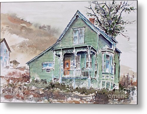 A Charming House Of The Late 1800's Vintage Perches On The Side Of A Mountain At The Southwest Side Of The Town Of Silverton Metal Print featuring the painting Silverton Colorado by Monte Toon