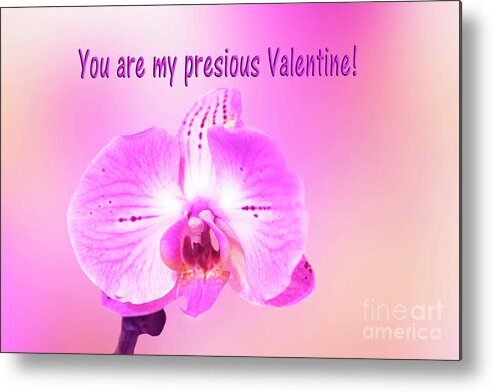 Flower Metal Print featuring the photograph Single Orchid Valentine by Linda Phelps