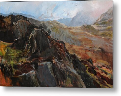 Landscape Metal Print featuring the painting Sketch in Snowdonia by Harry Robertson