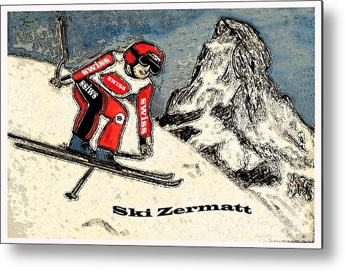 Ski Metal Print featuring the painting Ski Zermatt by Monica Engeler