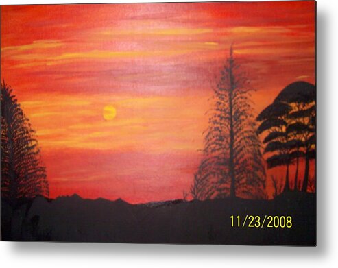 Landscape Metal Print featuring the painting Sky on Fire by Paula Ferguson