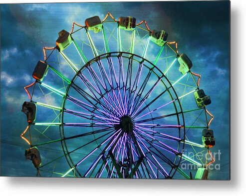 Carnival Metal Print featuring the photograph Skydiver at night by Sylvia Cook