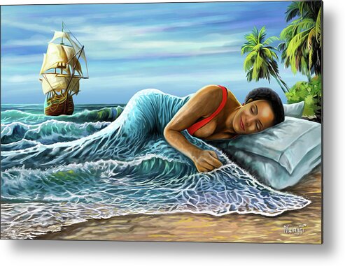 Sleep Metal Print featuring the painting Sleeping Beauty by Anthony Mwangi