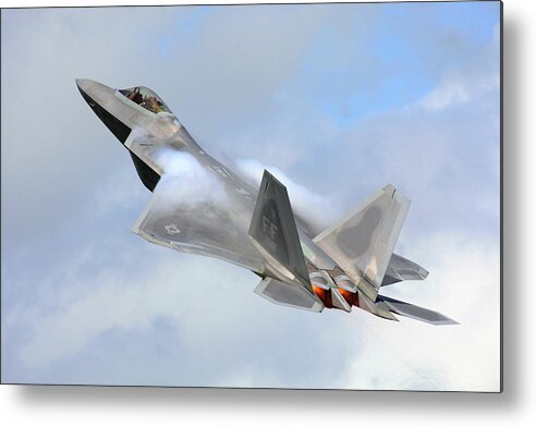 Aircraft Metal Print featuring the digital art Smokin - F22 Raptor on the go by Pat Speirs