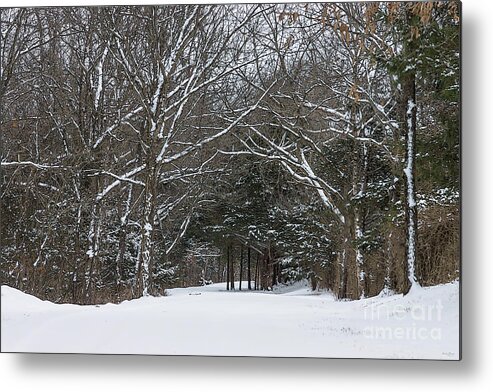 Winter Metal Print featuring the mixed media Snow Covered Road Painterly by Jennifer White
