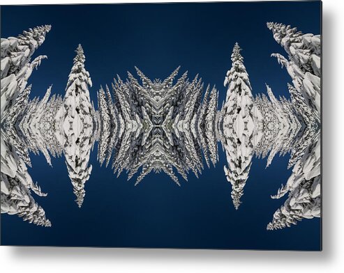 Frost Metal Print featuring the digital art Snow Covered Trees Kaleidoscope by Pelo Blanco Photo