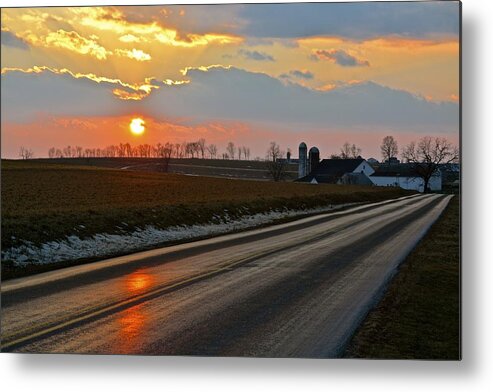 Sunset Metal Print featuring the photograph Snow Melt Reflections by Tana Reiff