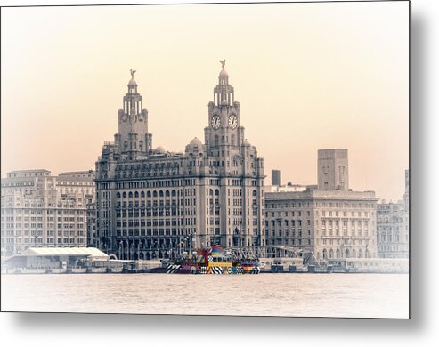 Pier Metal Print featuring the photograph Snowdrop Dazzles in front of the Liverbirds by Spikey Mouse Photography