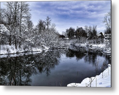 Snow Metal Print featuring the photograph Snowy Ellicott Creek by Nicole Lloyd