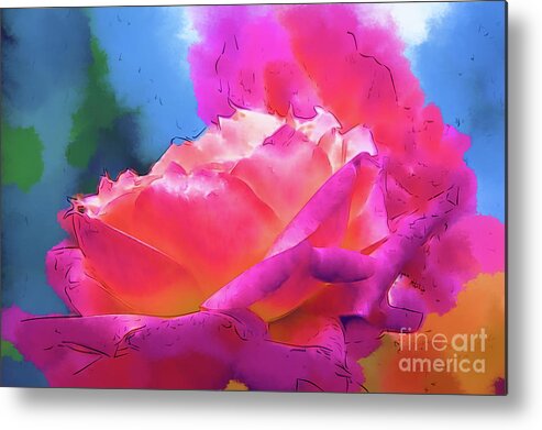 Rose Metal Print featuring the digital art Soft Rose Bloom In Red and Purple by Kirt Tisdale