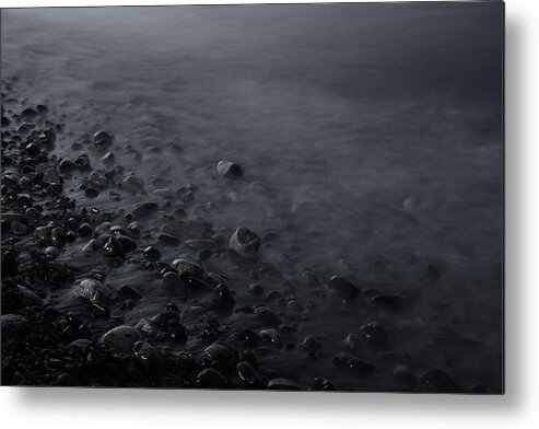 B&w Metal Print featuring the photograph Soft Stones At Night by Kreddible Trout