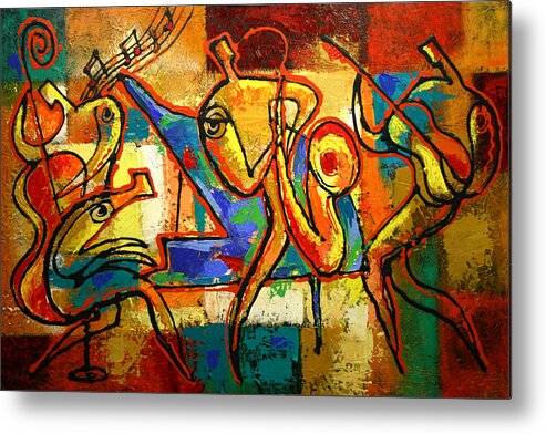  Jazz Painting Metal Print featuring the painting Soul Jazz by Leon Zernitsky