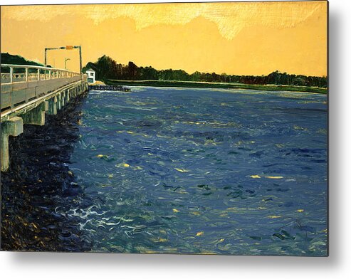 Landscape Metal Print featuring the painting South Bridge by Thomas Tribby