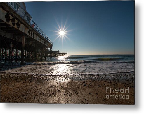 Sun Metal Print featuring the digital art Southsea Pier by Andrew Middleton