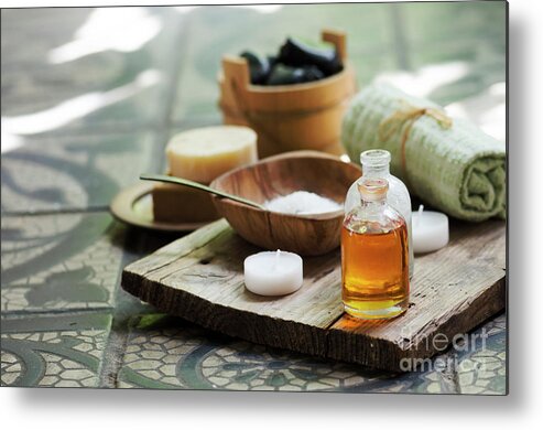 Oil Metal Print featuring the photograph Spa and wellness still life by Jelena Jovanovic