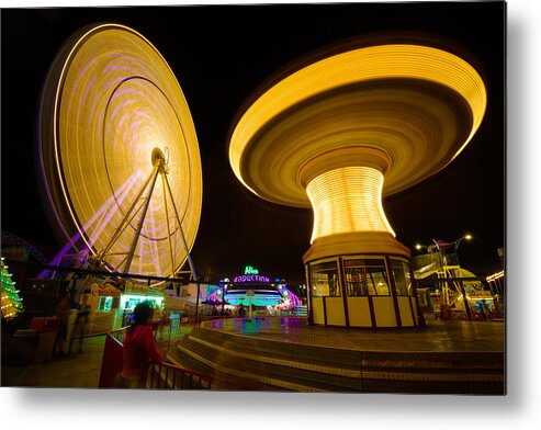Fairground Metal Print featuring the photograph Spinning by Mark Rogers